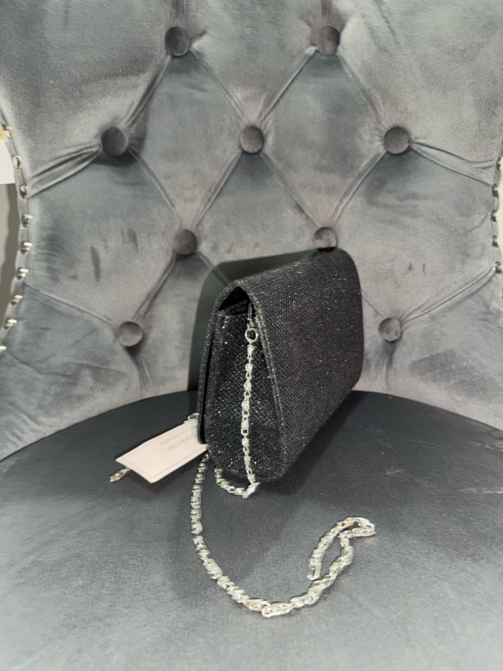 Macy's Black Sparkle Chain Clutch